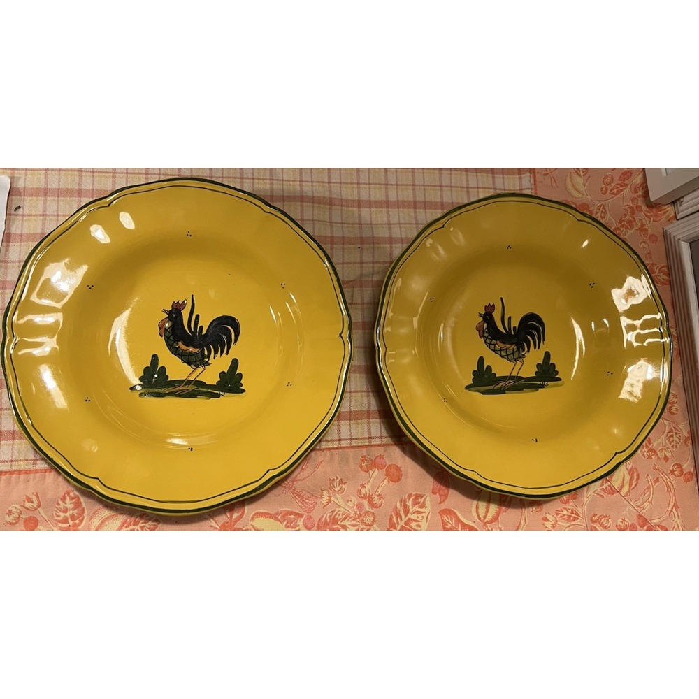 Sur La Table Yellow Rooster‎ Farm Soup Bowls Set 2 Made in Italy Rustic Country